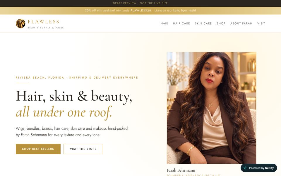 Flawless Beauty and More website preview